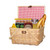 Wickerwise Gingham Lined Woodchip Picnic Basket with Lid and Movable Handles