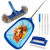 Swimming Pool Cleaning Kit, Pool Brush with 59" Adjustable Aluminum Pole & Semi-deep Skimmer Net & Cleaning Sponge Scrubber with Handle for Above Ground Pools,Ponds,Spas,Hot Tubs(COLOR:Blue)