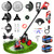 20000 RPM Electric Weed Eater Battery Powered,12″ Brushless Electric Weed Wacker Cordless Wheeled String Trimmer,4 in 1 Grass Trimmer/Brush Cutter/Grass Edger/Stringless Weed Trimmer 5 Blade,2 Battery