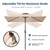 Patio Kingdom 6.5' x 10' Rectangular Patio Umbrella Large Outdoor Market Umbrella w/UV Protection, Push Button Tilt and Crank Lift, Rectangle Table Umbrella for Garden, Deck, Pool, Patio, Beige