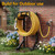 Garden Hose Holder Stand, Freestanding Heavy Duty Metal Hose Holder with Stable Base and Tool Hooks, Rustproof Water Hose Storage Rack for Outside Yard Lawn