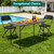 Folding Table, 4FT Foldable Picnic Table with Adjustable Height, Heavy Duty Fold-in-Half Portable Table for Weddings, Camping, RV Travel, Parties, BBQs, and Indoor Use, Easy to Fold and Store, Khaki