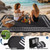 Garvee Waterproof Outdoor Rug 5x8, Scalloped Geometric Foldable Plastic Straw Patio Camping Rug, Outdoor RV Carpet for Deck Camper Porch Balcony Backyard Picnic Beach Black and White