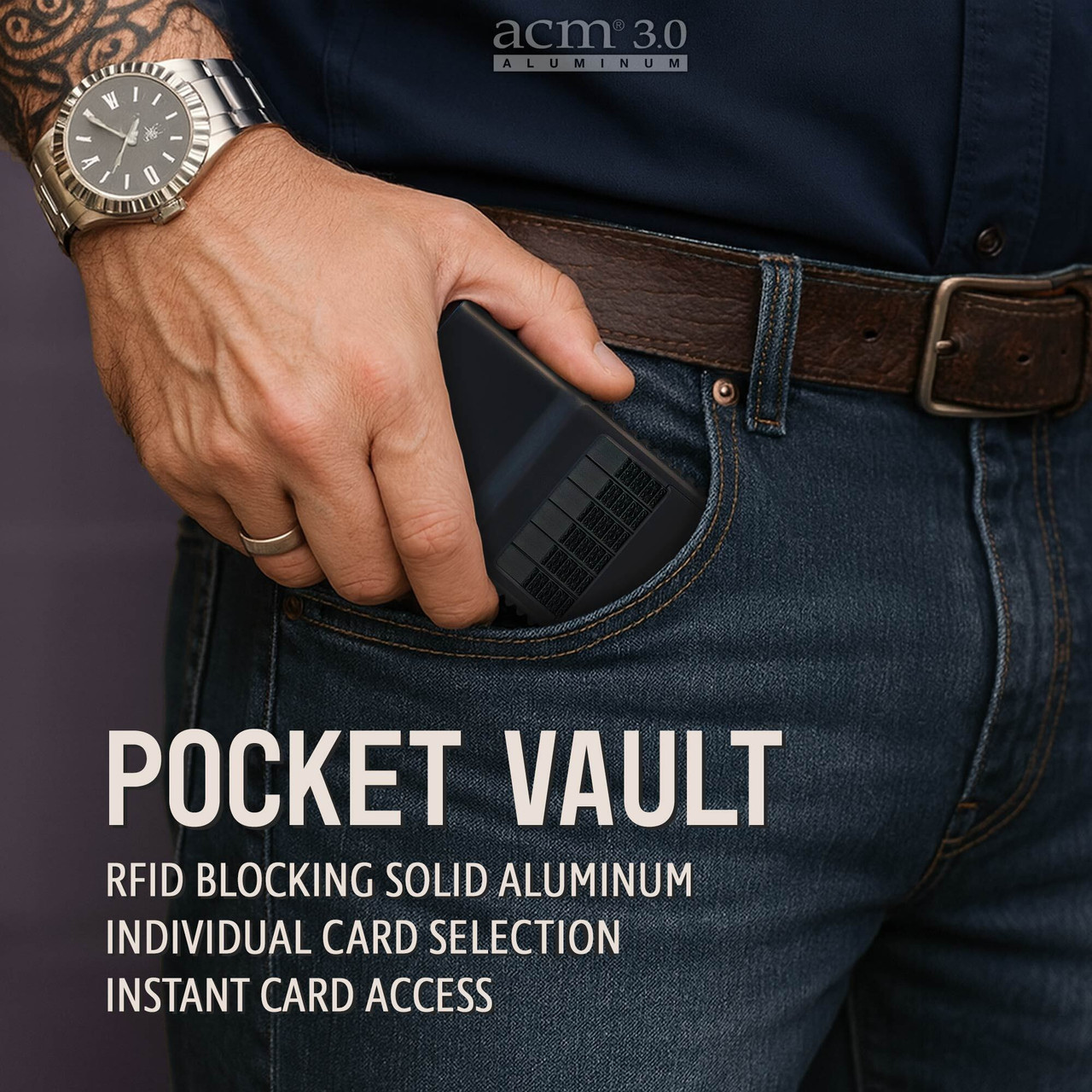 ACM Wallet 3.0 Stealth - RFID Blocking All Aluminum Laser Cut