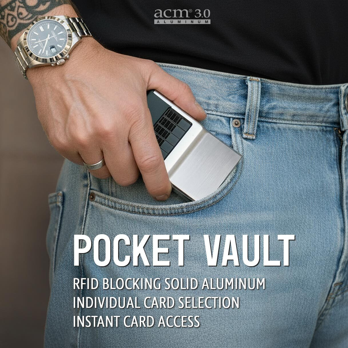 ACM Wallet 3.0 Stealth - RFID Blocking All Aluminum Laser Cut