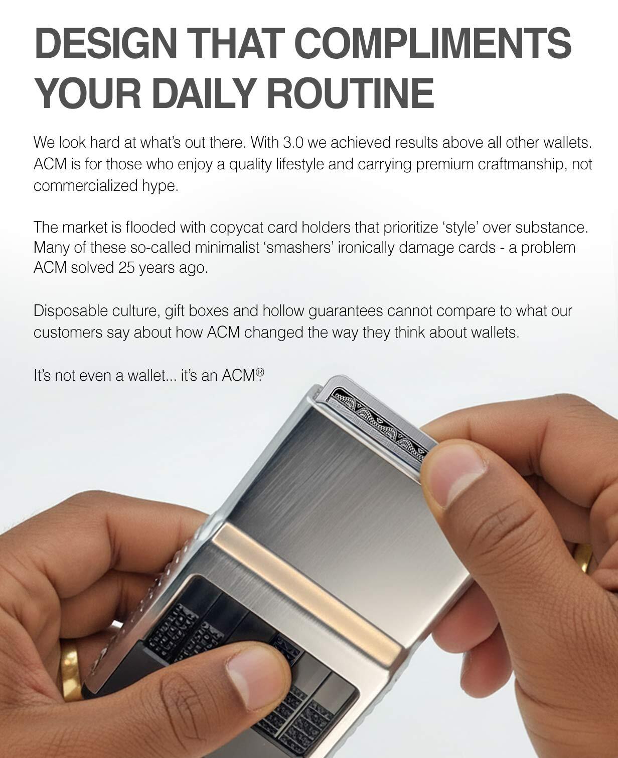 ACM 3.0 Element wallet in hand selecting a card