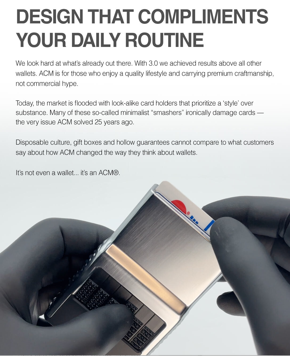 ACM 3.0 Element wallet in hand selecting a card