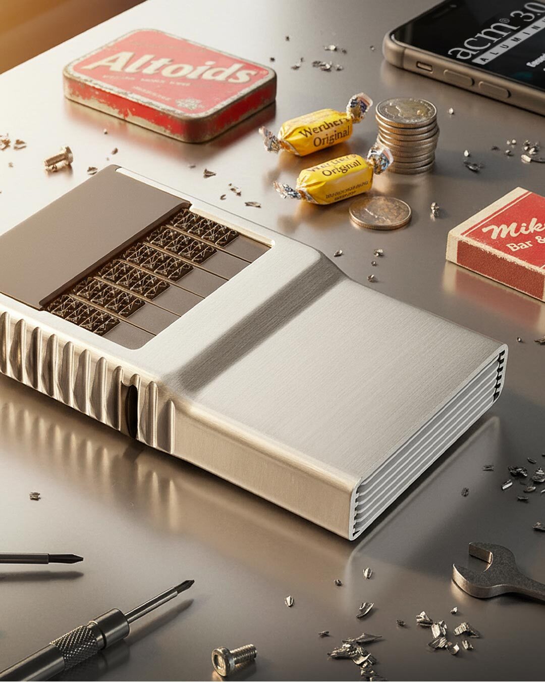 ACM Wallet solid aluminum construction backed by a Lifetime Mechanism Guarantee