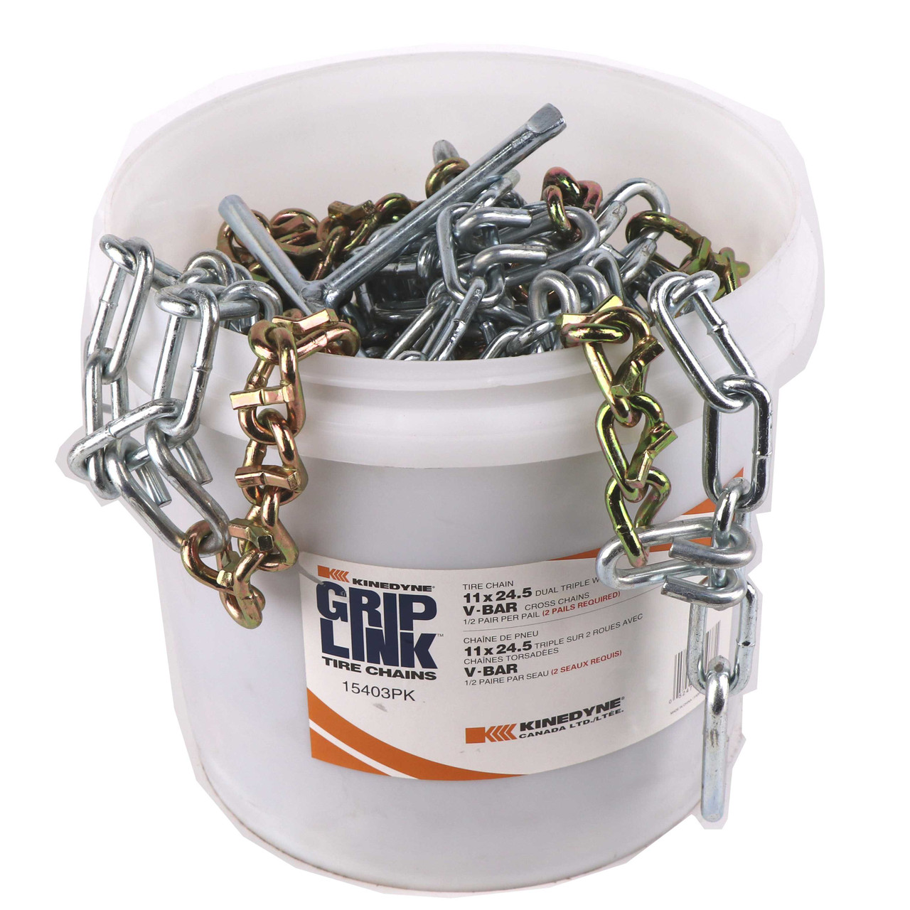  Kinedyne Grip Link 11 x 24.5 Dual-Triple V-Bar Cross Tire Chains Highway Tire Chains