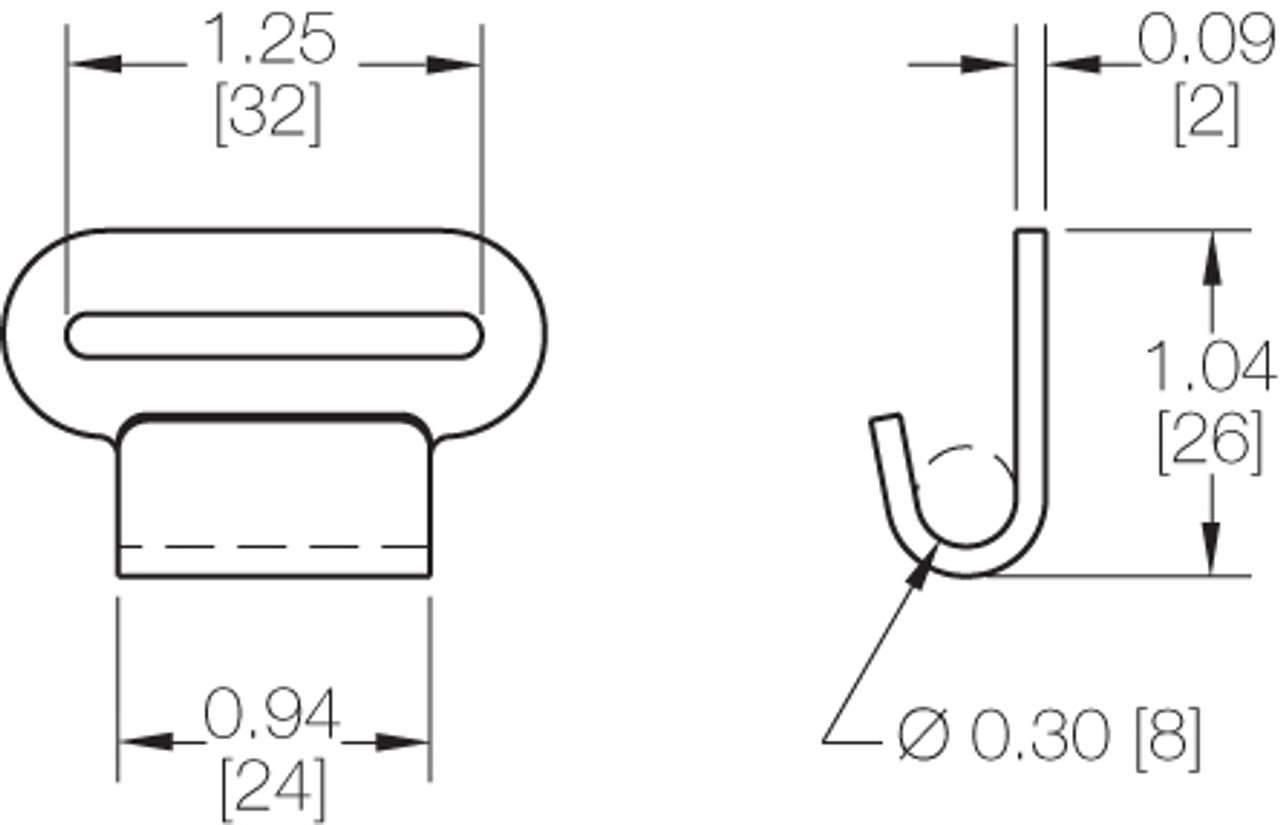 1" Flat Hook w/ NAS Number NAS1382-4