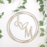 Round Circle personalised wedding welcome sign Initials