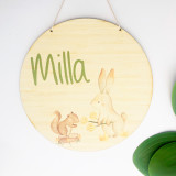 Squirrel and Bunny  bamboo plywood wall hanging