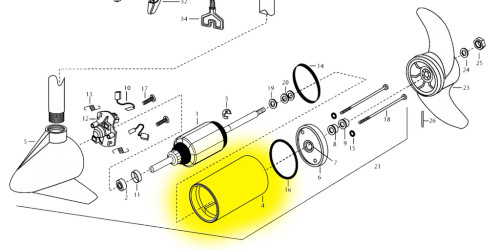 Minn Kota Center Housing Assembly FW 92-200-101  406-256  406-257  409-253  409-259  431-101  2-200-101  7-200-101