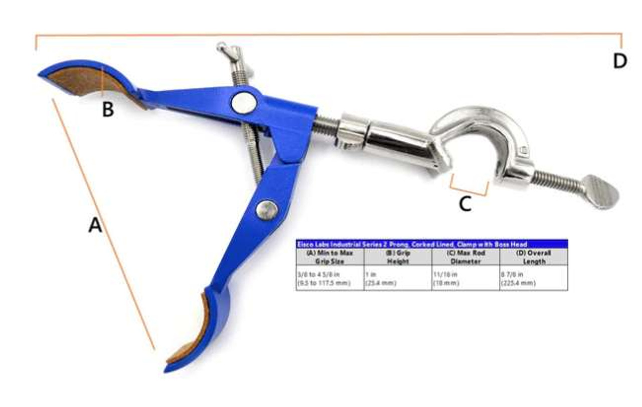 4 Finger Cork-Lined Clamp On Swivel Bosshead - 4.1" Max Opening