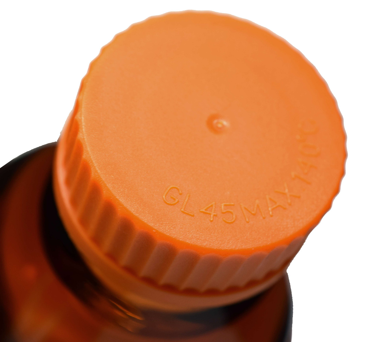 Reagent Bottle, 250ml - Amber Colored Glass - Orange Screw Cap
