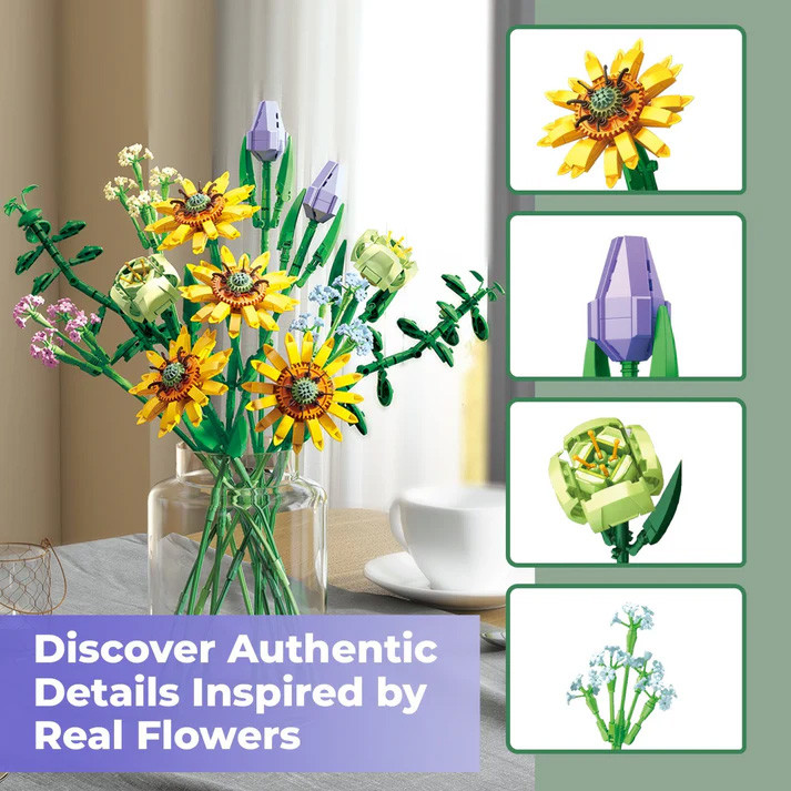BK04 Sunflower Bouquet Flordal 975-Piece Building Set