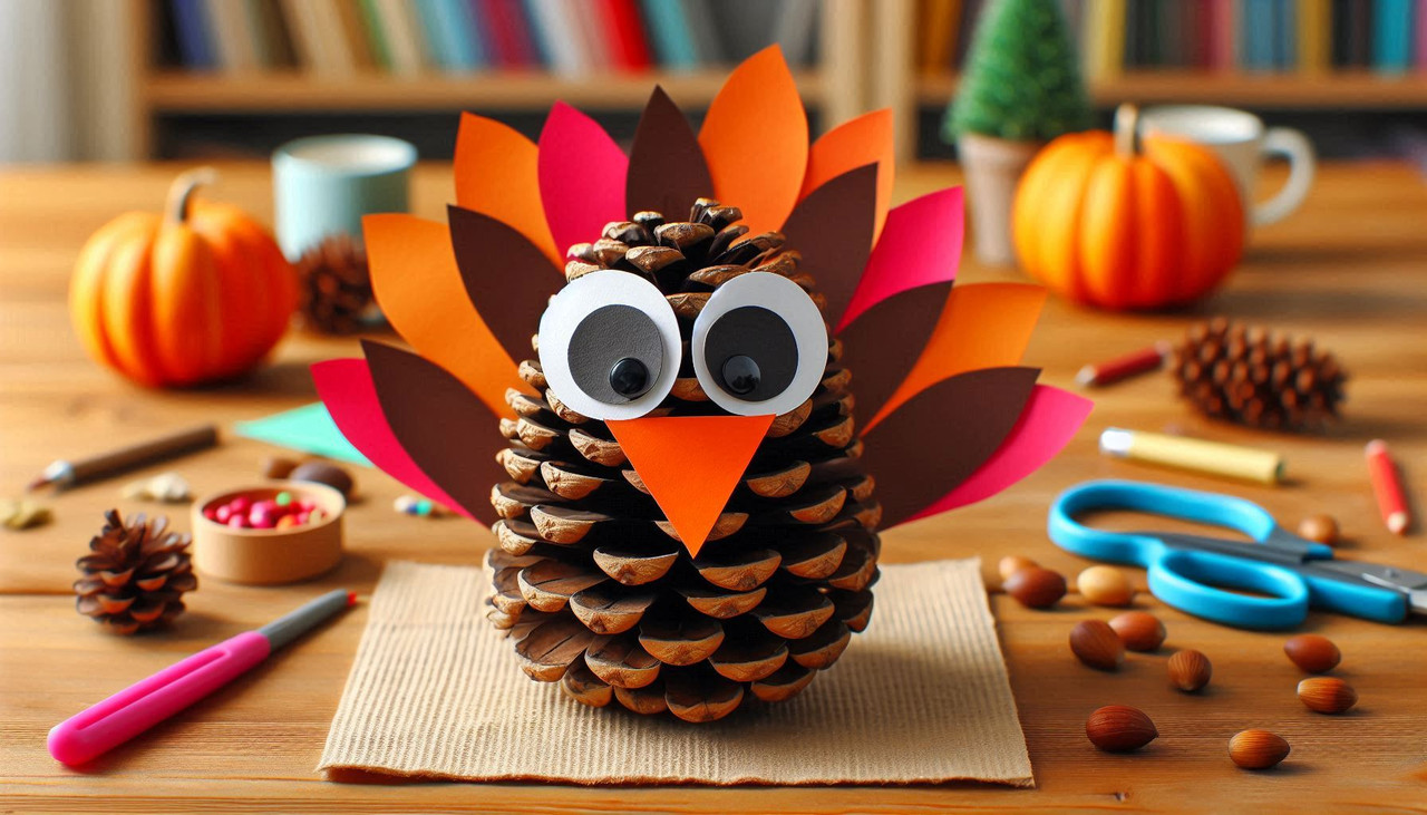 Pinecone Turkeys - DIY Step-by-Step Class Project for K-3 