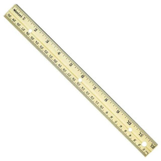 Hole Punched Wood 30cm / 12" Ruler English and Metric With Metal Edge, Box of 36 150269