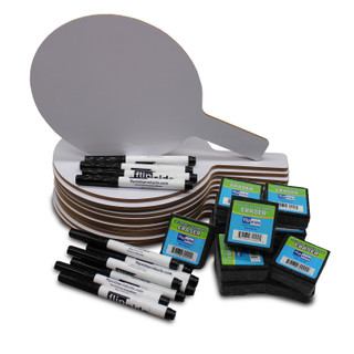 Oval Dry Erase Answer Paddles with Markers & Erasers - Set of 12