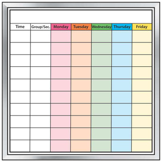 Dry Erase Weekly Class Schedule Board-4' x 4' 161300 Dry Erase Weekly Class Schedule Board-4' x 4' 161300