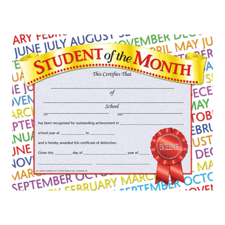 Student of the Month Certificates - Pack of 30 Additional Main Student of the Month Certificates - Pack of 30 Additional Main