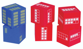 Ten Frame Foam Dice, Set of 6: 4 Red and 2 Blue 192042