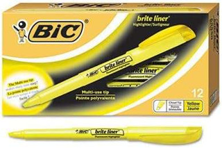 Brite Liner Highlighter-Pocket Chisel Tip-Box of 12-Yellow 192286
