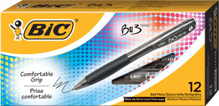 BU3 Grip 1.0mm Black Ballpoint Pens 12-Pack 202765