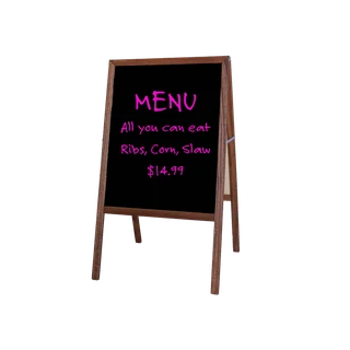 Stained Wood Marquee Easel with White & Black Dry Erase Surfaces_main