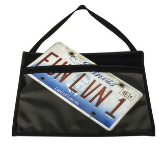 Stitched Shop Ticket/License Plate Holder w/Hanging Strap, Hook and Loop Closure, Clear Front/Black Back (Set of 15 EA) 210924