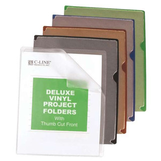 Deluxe Vinyl Project Folders With Colored Backs, 11 x 8 1/2, 35/BX 211098