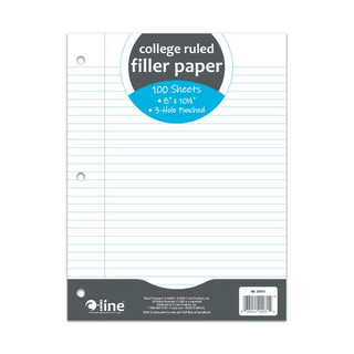 Filler Paper, College Ruled, 8 x 10-1/2, 100/Pack (Set of 36 PK) 211092