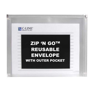 Zip 'N Go Reusable Envelope with Outer Pocket, Clear, 3/PK (Set of 8 PK) 211156