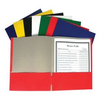 Recycled Two-Pocket Paper Portfolios, Assorted (Set of 100 Folders) 211318