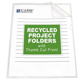 Recycled Project Folders, Clear - Reduced Glare, 11 x 8 1/2, 25/BX 211350