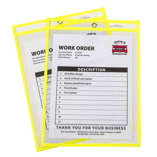 Neon Shop Ticket Holder, Yellow, Stitched, both sides clear, 9 x 12, 15/BX 211686