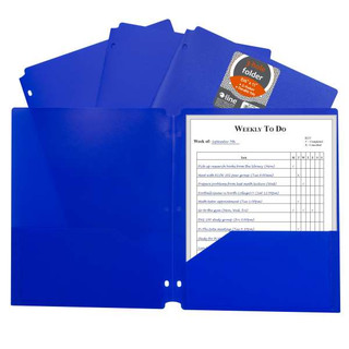Two-Pocket Heavyweight Poly Portfolio Folder with Three-Hole Punch, Blue, 1/EA (Set of 25 EA) 211720