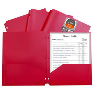 Two-Pocket Heavyweight Poly Portfolio Folder with Three-Hole Punch, Red, 1/EA (Set of 25 EA) 211718