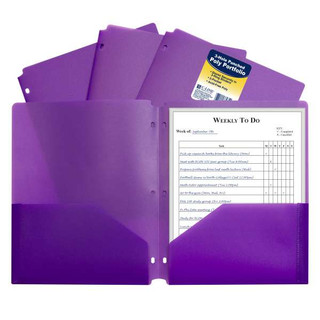 Two-Pocket Heavyweight Poly Portfolio Folder with Three-Hole Punch, Purple, 1/EA (Set of 25 EA) 211726