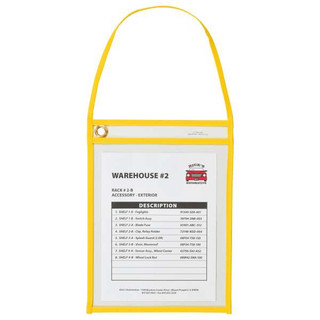 Shop Ticket Holder With Strap, Yellow, Stitched, Both Sides Clear, 9 X 12, 15/BX 211760