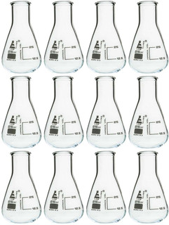 12 Pack Erlenmeyer (Conical) Flasks, 25ml - Borosilicate Glass 212134