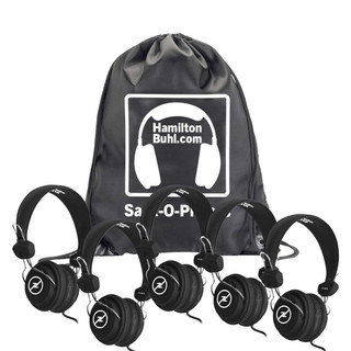 Pack of 5 - Sack-O-Phones, Black Favoritz Headsets with In-Line Microphone and TRRS Plug 212520