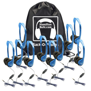 10 pack - Sack-O-Phones - MS2-AMV Personal-Sized Headsets in a Carry Bag 212526
