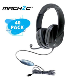 MACH-2 USB Type-C Deluxe-Sized Multimedia Headset with Steel Reinforced Gooseneck Mic - 40 Pack 212576