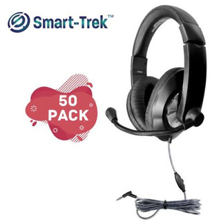 Smart-Trek Deluxe Stereo Headset with In-Line Volume Control and 3.5mm TRRS Plug - 50 Pack 212586