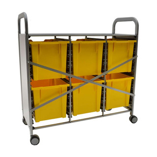 Gratnells Callero Triple School Activity Cart, 6 Jumbo Sunshine Yellow F3 Trays, Rolling Storage Education & Business Organizer, Casters 221178