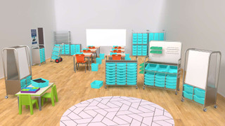 Gratnells Callero Library Cart, Metal School Book Cart, 6 Deep F2 Antimicrobial Kiwi Trays, Feet or Casters, Ideal for Education & Business 221246