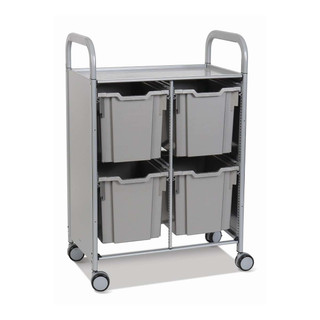 Gratnells Callero Double Metal Cart, 8 Jumbo (F3) Silver Trays, Feet or Casters, Ideal for School Activity and Business Use 221266