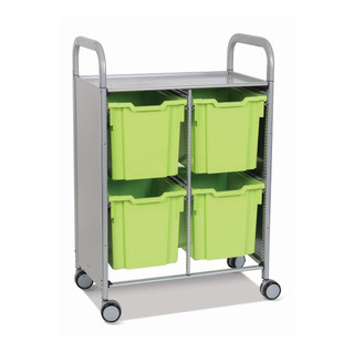Gratnells Callero Double Metal Cart, 8 Jumbo (F3) Jolly Lime Trays, Feet or Casters, Ideal for School Activity and Business Use 221268