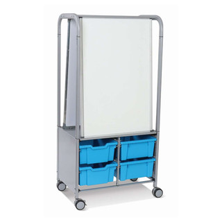 Gratnells MakerHub Features a Durable Metal Frame. Includes 2 Magnetic Boards and 4 Deep F2 Trays in Cyan Blue Overall Dimensions: 27" x 17" x 56" (MST054426) 221426
